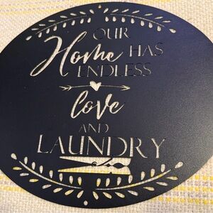 Metal black laundry room hanging sign no hardware included